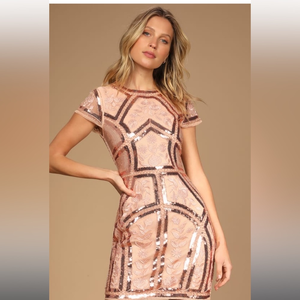 NWT Lulus Spread Your Shine Rose Good Sequin Dress XS